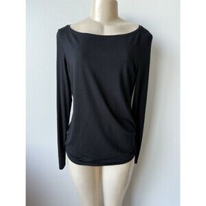Eileen Fisher Tunic Small Black Boat Neck Minimalist Monochrome Classic